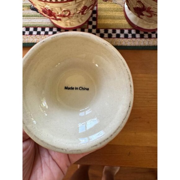 Temptations Red Floral Lace Basketweave Old World Design Stoneware 6pcs - Picture 6 of 10